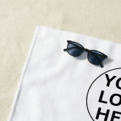 プロモーションブラック&ホワイトビジネスロゴ&文字 ビーチタオル (インサイチュ)