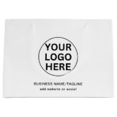 プロモーションブラック&ホワイトビジネスロゴ&文字 ラージペーパーバッグ (正面)