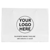 プロモーションブラック&ホワイトビジネスロゴ&文字 ラージペーパーバッグ (裏面)