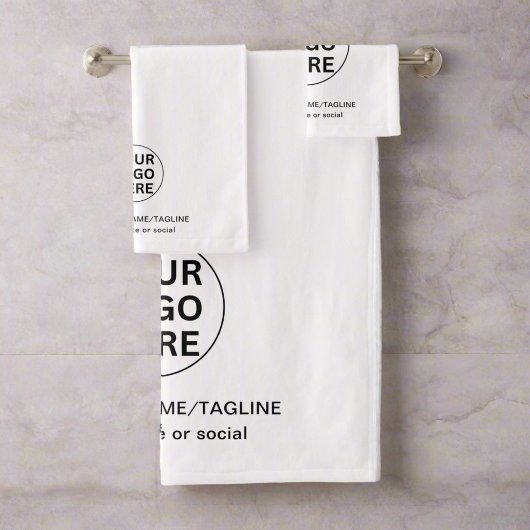 プロモーションブランドのビジネスロゴ&文字ホワイト バスタオルセット