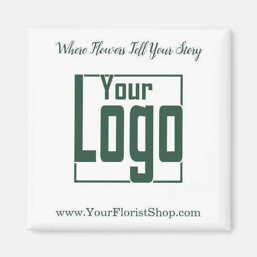 プロモーションロゴタグラインWebサイトグリーンフローリスト マグネット (正面)