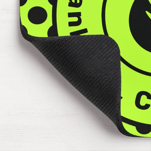 プロモーションロゴ名ブラック&ライム水玉模様 マウスパッド (コーナー)