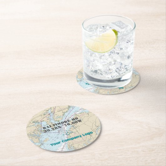 プロモーションロゴ緯度経度メリーランドグラフ ラウンドペーパーコースター (インサイチュ)
