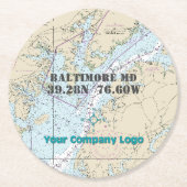 プロモーションロゴ緯度経度メリーランドグラフ ラウンドペーパーコースター (正面)