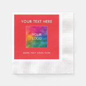 プロモーションロゴ クリスマス レッド コイン チェックのカクテル 縁ありカクテルナプキン (正面)