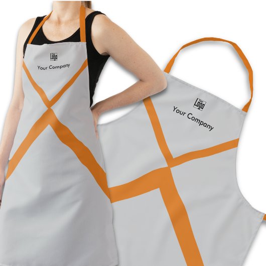 プロモーション会社のロゴ名オレンジアクセント灰色 エプロン