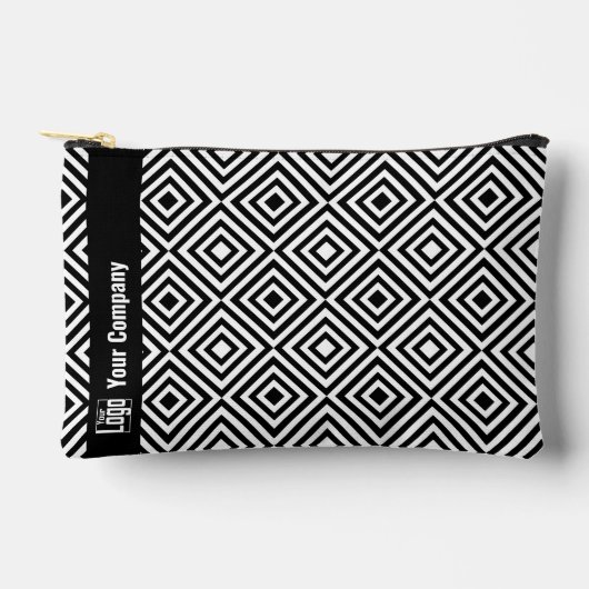 プロモーション会社のロゴ名ブラック&ホワイト アクセサリーポーチ (正面)