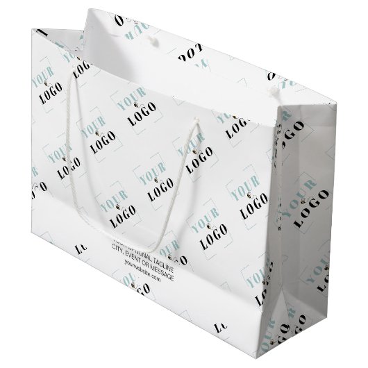プロモーション文字付きビジネスロゴパターカスタムン ラージペーパーバッグ (正面アングル)