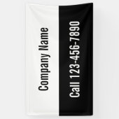 プロモーション用の白黒の会社名&電話 横断幕 (縦)