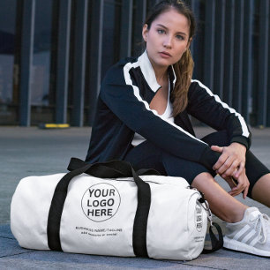 プロモーション用ブラック&ホワイトビジネスロゴブランド ダッフルバッグ