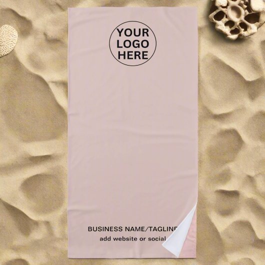 プロモーション赤面ピンクビジネスロゴ&文字 ビーチタオル