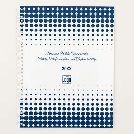 プロモーション ブルー ホワイト 小規模ビジネス アポイントメント プランナー手帳 (正面)