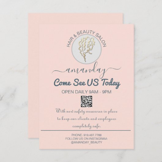 プロモーションBe SafeロゴヘアドレッサーQRコードバラ 案内ポストカード (正面/裏面)