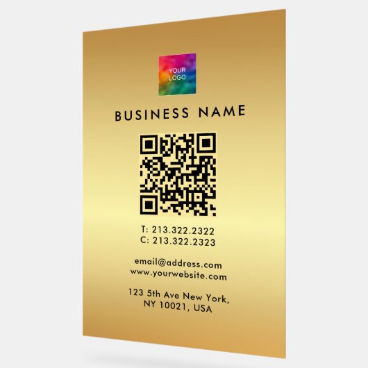 プロモーションQRコードロゴ金ゴールドブランディングGlamor アクリルサイン (傾斜)