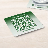 プロモ気にンローサービスグリーンカスタムQRコード ペーパーコースター (アングル)