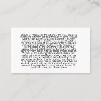 プロライフ祈りの言葉十字架の駅 名刺