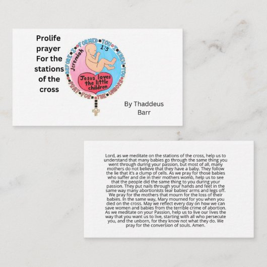 プロライフ祈りの言葉十字架の駅 名刺 (正面/裏面)