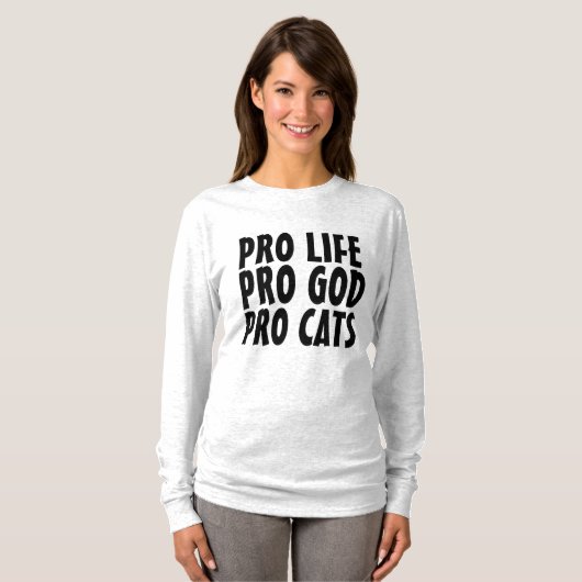 プロライフ、神と猫、猫Tシャツ Tシャツ (正面フル)