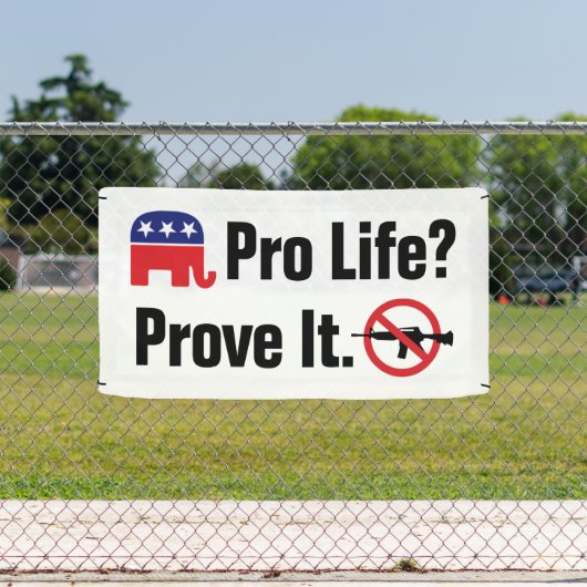 プロライフ？証明 – 攻撃兵器の禁止 横断幕 (インサイチュ)