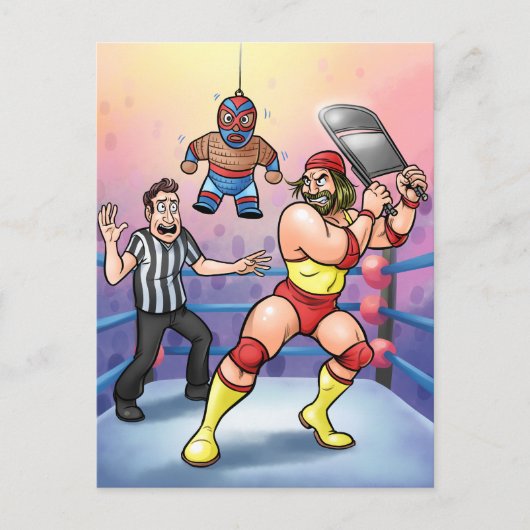 プロレスラー スチール チェア バースデー ポストカード (正面)