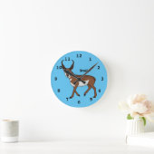 プロングホーンアンテロープイラストレーション  ラウンド壁時計 (ホーム)