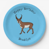 プロングルアンテロープ漫画イラストレーション ペーパープレート (正面)