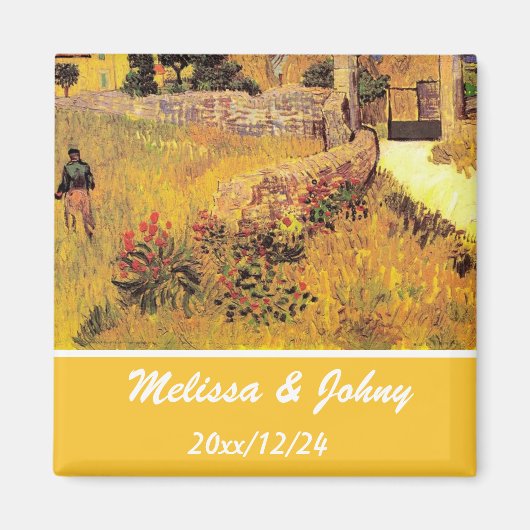 プロヴァンスのファームハウス、日付を保存 マグネット (正面)