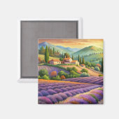 プロヴァンスのラベンダーフィールド。 マグネット (正面/裏面)