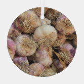 プロヴァンスの市場で新鮮なニンニク ガラスオーナメント (裏面)