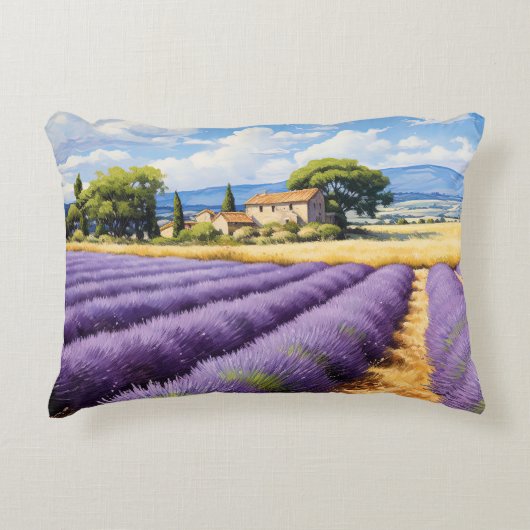 プロヴァンスの美しいラベンダー畑 アクセントクッション (正面)