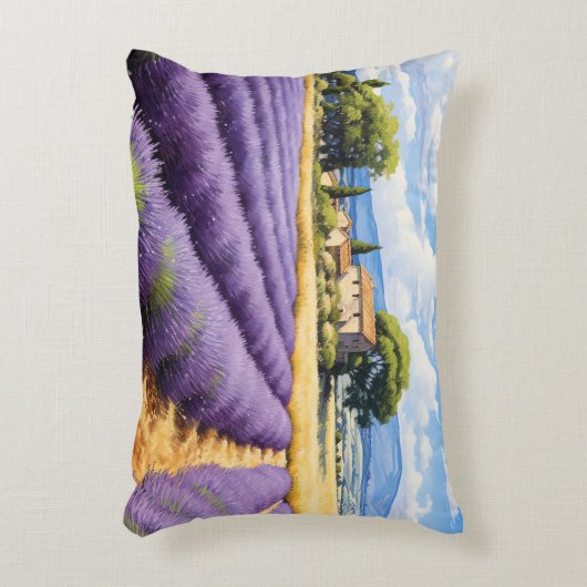 プロヴァンスの美しいラベンダー畑 アクセントクッション (正面(垂直))