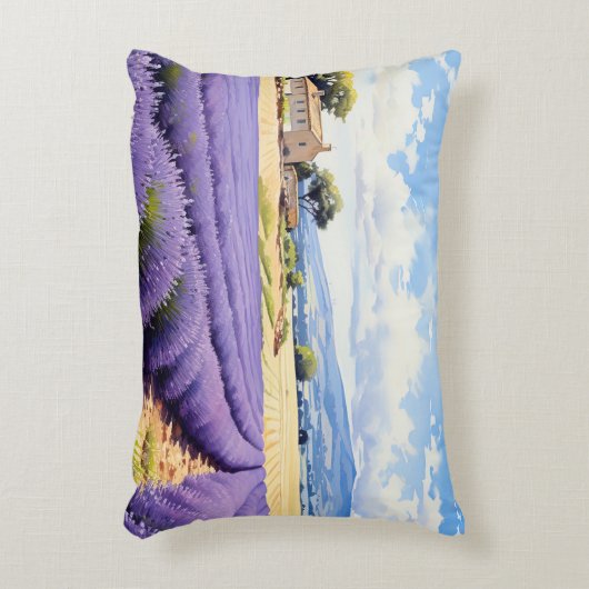 プロヴァンスの美しいラベンダー畑 アクセントクッション (正面(垂直))