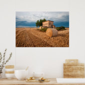 プロヴァンスの野原の干し草ロール ポスター (キッチン)
