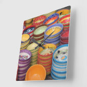 プロヴァンスの陶器 スクエア壁時計 (傾斜)