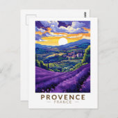 プロヴァンスフランスラベンダートラベルアートヴィンテージ ポストカード (正面/裏面)