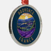 プロヴァンスフランスラベンダーレトロ動揺してサークル メタルオーナメント (右)