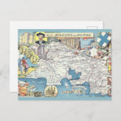 プロヴァンスフランスヴィンテージマップ ポストカード (正面/裏面)