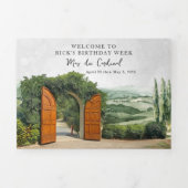 プロヴァンスフランス | 図解入りの、写真付きの誕生日 三つ折り招待状 (カバー)