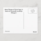 プロヴァンドズ・ローのフェンスにスコットのメアリークイーンのロゴ ポストカード (裏面)