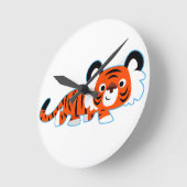 プロールの壁時計の上の可愛い漫画の虎 ラウンド壁時計 (傾斜)