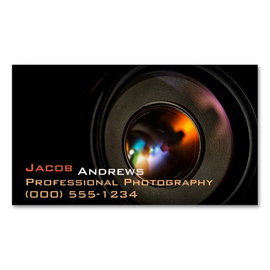 プロ写真撮影(カメラレンズ) マグネット名刺 (正面)