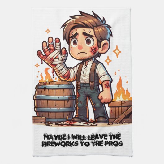 プロ離れに向けて花火を！ キッチンタオル (縦)