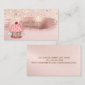 プロ,金ゴールド紙吹雪,ブラシストロークのカップケーキ 名刺 (正面/裏面)