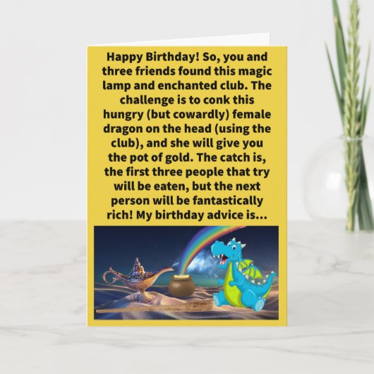 プンおもしろいゴー4位と彼女のハッピーバースデー カード (正面)