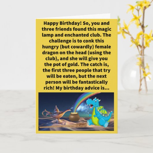 プンおもしろいゴー4位と彼女のハッピーバースデー カード (黄色い花)