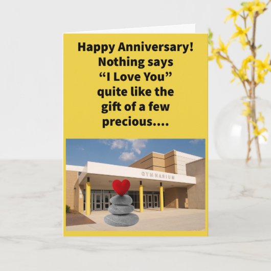 プンおもしろいジムストーンハッピー記念日 カード (黄色い花)