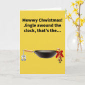 プンおもしろいジンルベルウォックメリークリスマス カード (黄色い花)