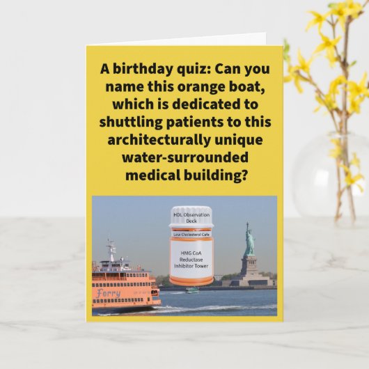 プンおもしろいスタチンアイランドフェリーハッピーバースデー カード (黄色い花)