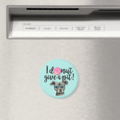 プンおもしろいピットブルテリア犬とドーナツ マグネット (インサイチュ (食洗機))