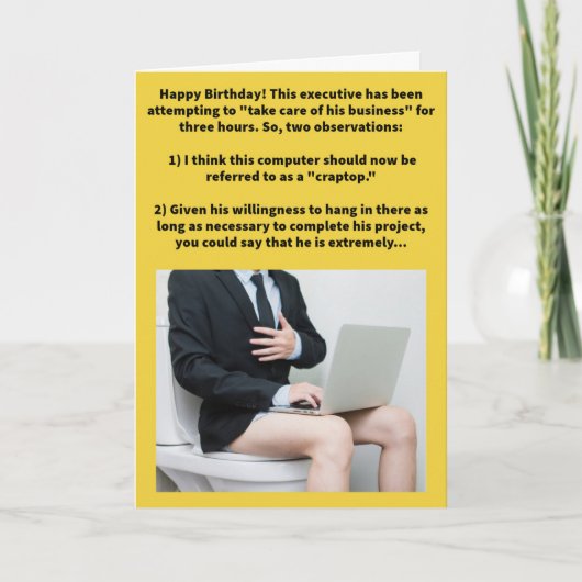 プンおもしろい便秘ハッピーバースデー カード (正面)